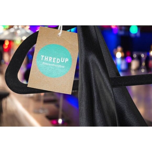 A.B.S. by Allen Schwartz Black Satin Handkerchief Hem Dress - Size 14 - Pre-Own - Picture 9 of 11